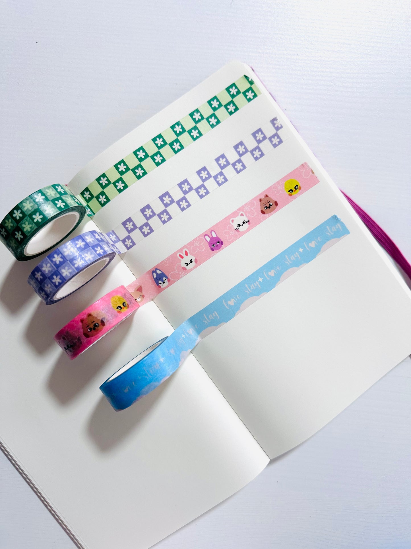 Green Checkered Flower Washi Tape