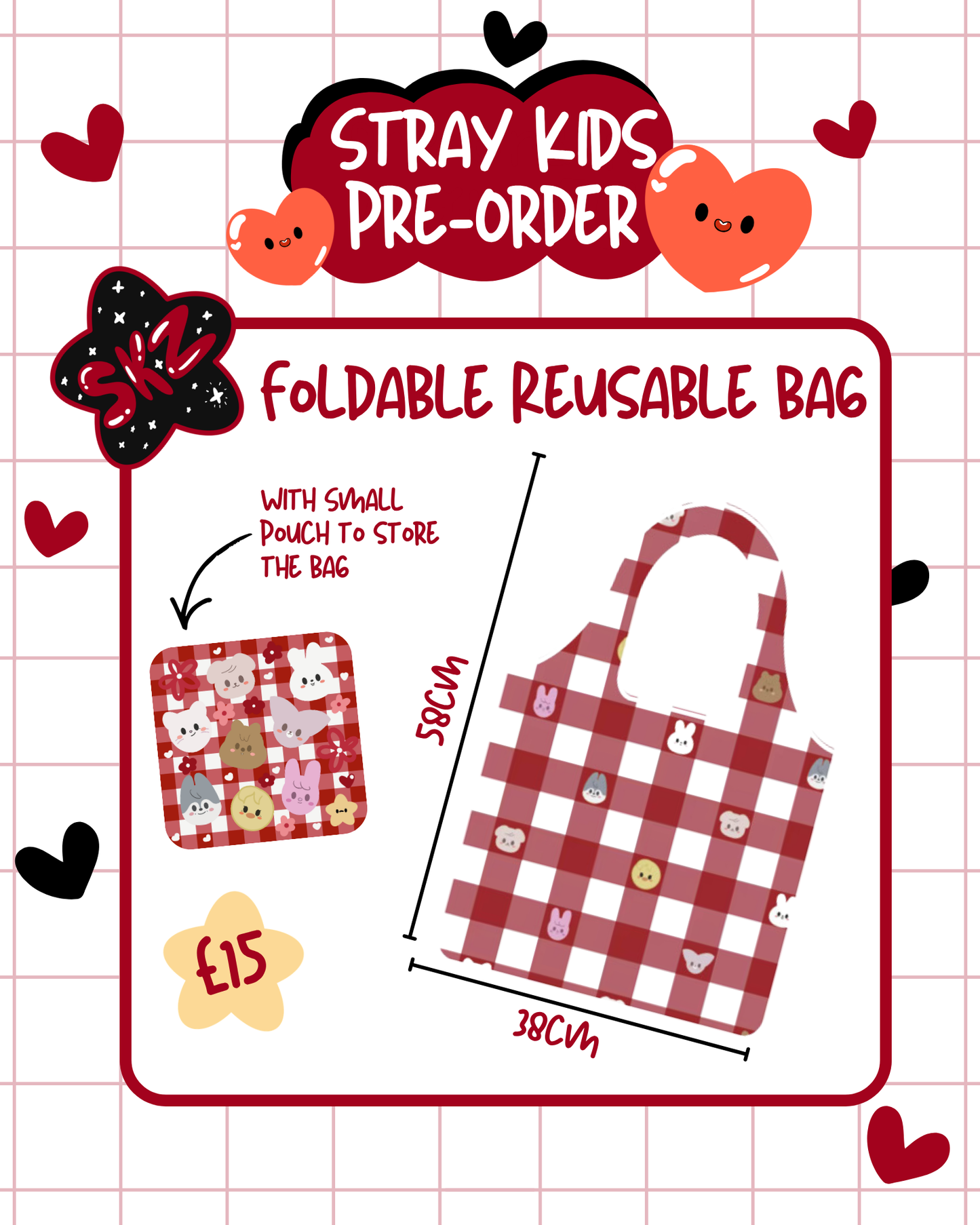 PRE-ORDER Stray Kids Foldable Reusable Bag