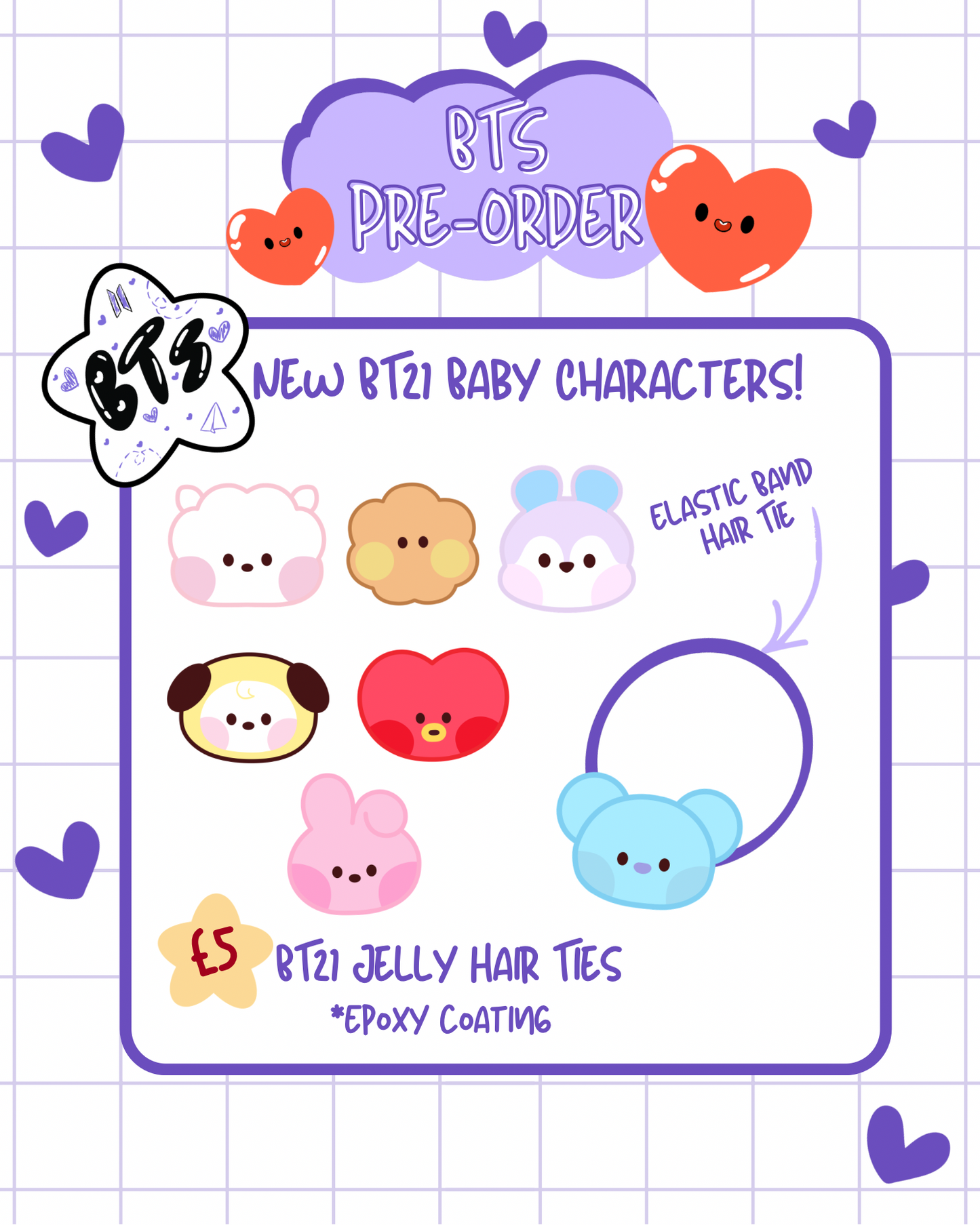 PRE-ORDER BT21 Jelly Hair Ties