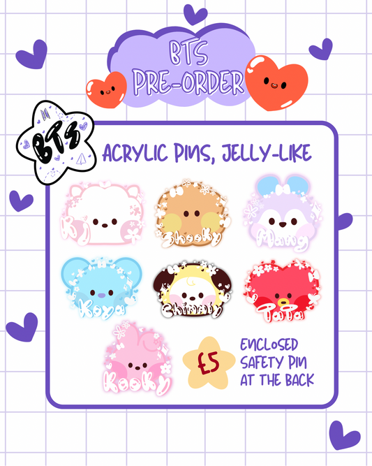 PRE-ORDER BT21 Jelly Acrylic Pin Badge