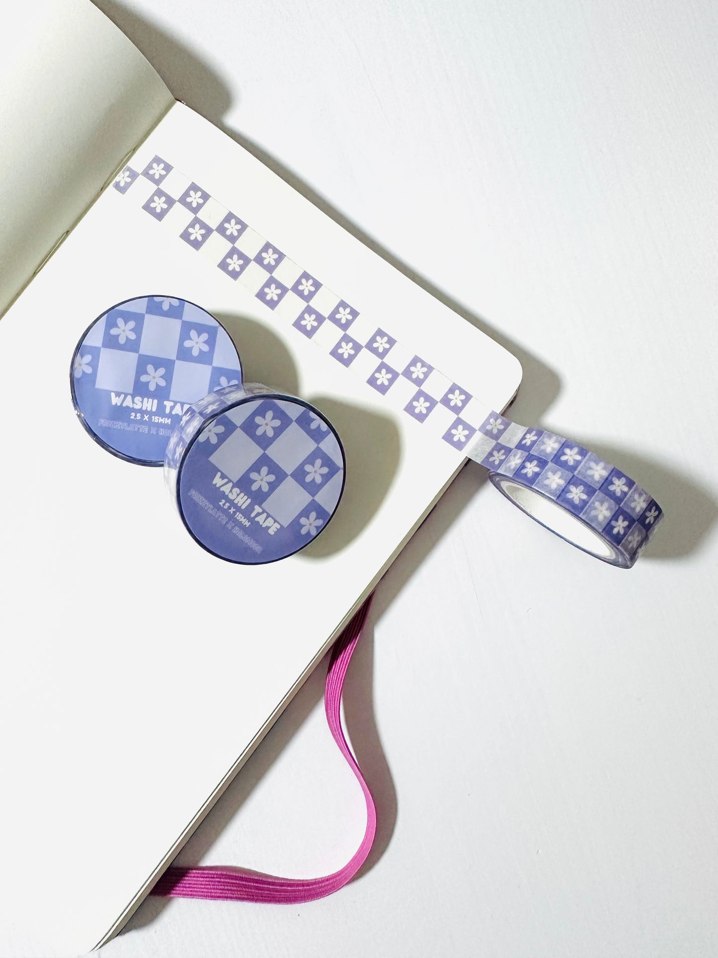 Purple Checkered Flower Washi Tape